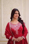 Ka 1246 Mal Chanderi Embroidery Work Gown With Pant And Dupatta Online Wholesale